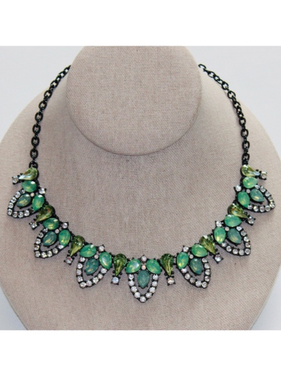 Lia Sophia Jewelry - Lia Sophia Green Rhinestone and Gunmetal Necklace